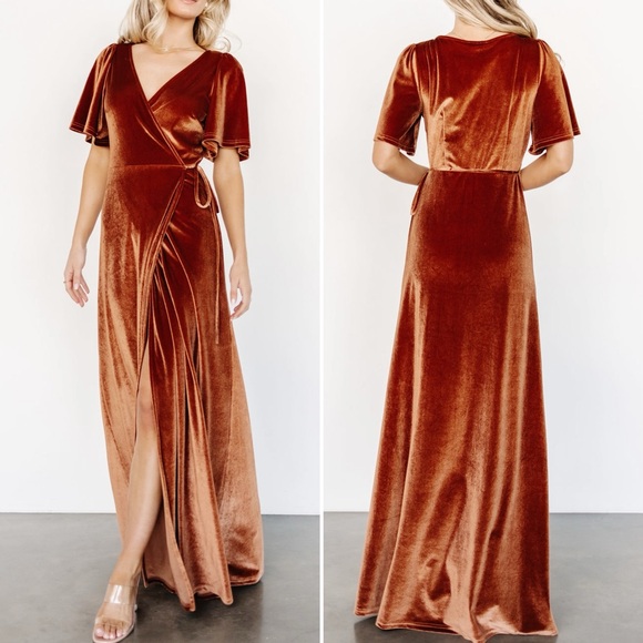Baltic Born Rust Velvet Maxi Dress - Picture 4 of 15